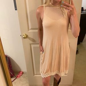 Pale pink lace trimmed dress